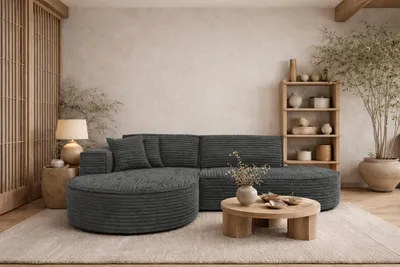 Produktbild von Kaiser Möbel Ecksofa L-form, Cordstoff Velo, Dunkelgrau, Links, Modena Studio