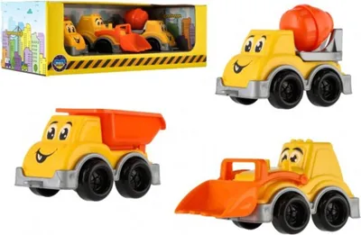 Image de Voiture de construction 3pcs plastique 10-11cm course libre