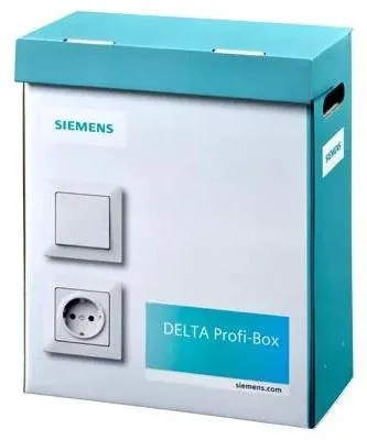 Produktbild von Siemens PROFI-Box, 100 Schuko-Steckdosen, mit Kinderschutz, DELTA line, titanweiß, 1 Stk.