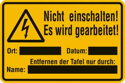 Produktbild von Magnetfolie Nicht einschalten! Es wird gearbeitet! 200x300mm