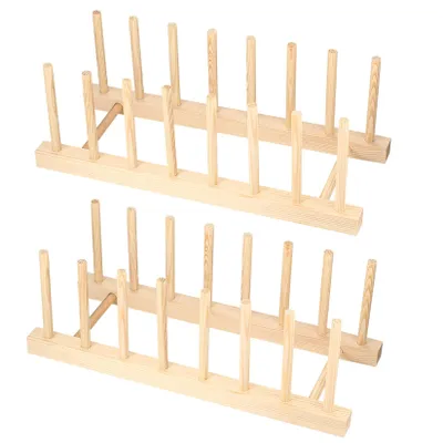 Produktbild von Abtropfgestell für Geschirrteile, Tellerständer, Tellerhalter, Deckelhalter, Buchständer für Schneidebrett, Topfdeckel, Teller, Schüsseln, Tassen – 7 Fächer