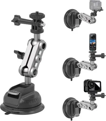 Produktbild von Zuignapbevestiging voor actiecamers met dubbele kogelgewricht, 360 graden rotatie