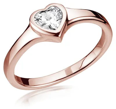 Produktbild von MATERIA Damen Ring Rosegold Herz - 925 Silber Verlobungsring Herzring mit weißen Zirkonia vergoldet 16 17 18 19 20mm
