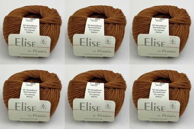 Productafbeelding van 6 bollen Elise van Permin – Luxe katoen-kasjmier garen (25g/115m) (kleur: amberglans)