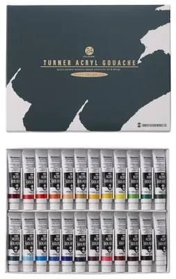 Image de Coffret de 24 couleurs de peinture acrylique et gouache