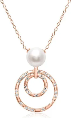 Produktbild von 925er Silberkette von JEWLIX mit Kreisanhänger und Perle in Rosé