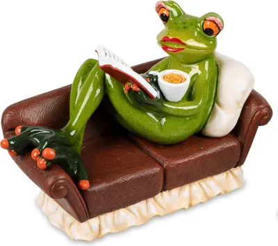 Produktbild von Formano 2er Set lustige Frösche FroschpaarFeierabend auf Couch Figur Poly 12 cm