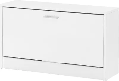 Produktbild von FineBuy Schuhbank SPLIT Weiß mit Sitzfläche Schuhkipper Holz 80 x 47 x 24 cm Flurbank klein geschlossen Sitzbank schmal Flur Stauraum Schuhschrank