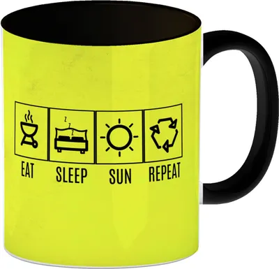Produktbild von Eat, sleep, SUN, repeat Kaffeebecher Schwarz Auf der Suche nach einem