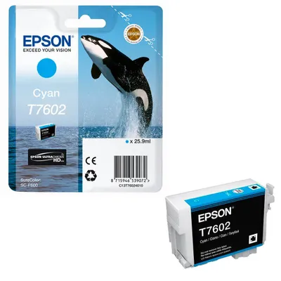 Zdjęcie produktu dla Epson T7602 Cyan, Cyjan, 25,9 ml, 1 szt.