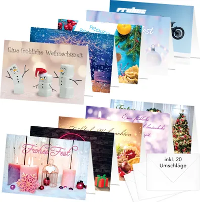 Produktbild von PRICARO Weihnachtskarten mit Briefumschlägen "Motive 1", A7, 20 Stück