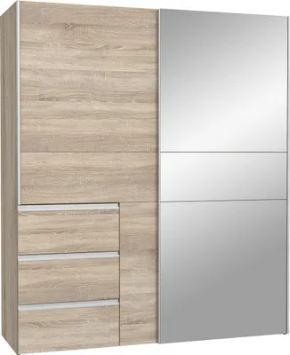 Produktbild von Schwebetürenschrank "Winn2" in Sonoma Eiche mit 3 Schubladen und 2 Türen. Abmessungen (BxHxT) 170,3x205x61,2 cm