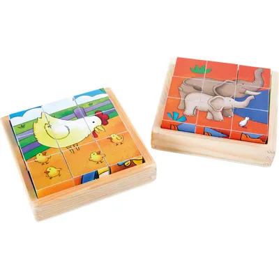 Produktbild von Small Foot 10076 Würfelpuzzle Bauernhof & Zoo, bunt, 2-teilig (1 Set)