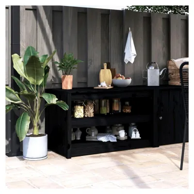 Produktbild von Küchenschrank für den Außenbereich, schwarz, 106 x 55 x 64 cm, Massivholz, Kiefer