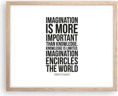 Produktbild von Gerahmtes Poster - Rahmen in heller Eiche - Einstein Maxim Imagination - 50x40 cm - Wand Bild - Wanddeko - Wandbilder - Wandposter - Bilderrahmen - Bilder - Kunstdruck - Wandbild - P2NAA50x40-4178