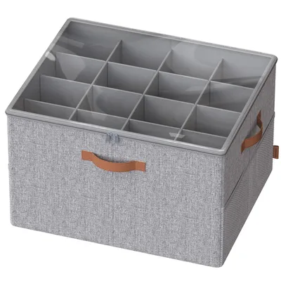 Produktbild von Schuh-Organizer, Schuhaufbewahrung, für 16 Paar Schuhe, Schuhbox, platzsparend, Aufbewahrungsbox mit transparentem Deckel, anpassbar