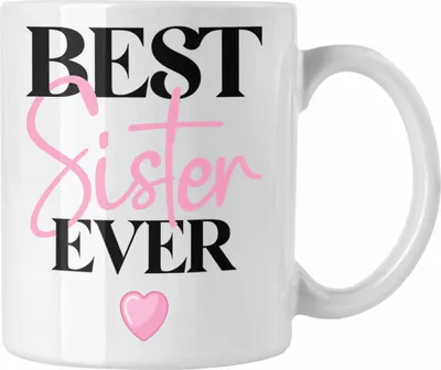 Produktbild von Trendation - Best Sister Ever Tasse Geschenk für Schwester von Bruder Schwester Lieblingsschwester (Weiß)