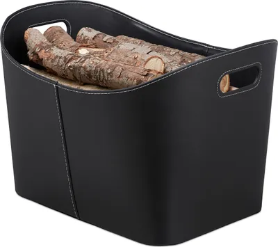 Produktbild von relaxdays 1 x Kaminholzkorb Kunstleder schwarz XL