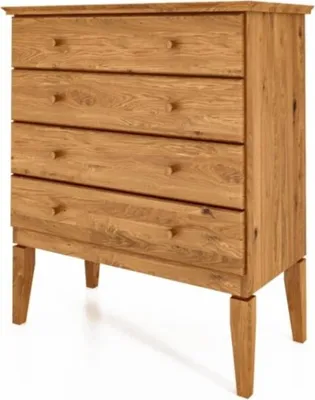Produktbild von Kommode Sydo aus Wildeiche massiv 87x45x100 cm mit 4 Schubladen und Holzbeinen