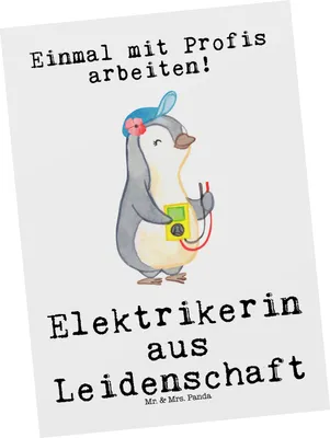 Produktbild von Mr. & Mrs. Panda Postkarte Elektrikerin Leidenschaft - Weiß - Geschenk, Ansichtskarte, Postkarten, Beruf, Gesellenprüfung, Spruch, Lustig, einzelkarte, Ausbildung