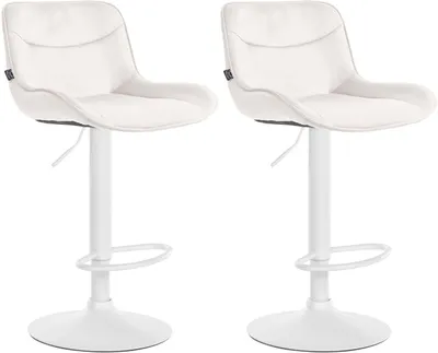 Produktbild von 2er Set Barhocker Vonore Samt weiß creme