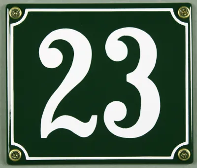 Produktbild von Hausnummernschild 23 grün 12x14 cm Schild Emaille Hausnummer Haus Nummer Zahl Ziffe