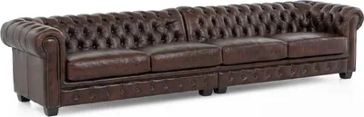 Produktbild von Sofa Chesterfield 6-Sitzer Echtleder braun