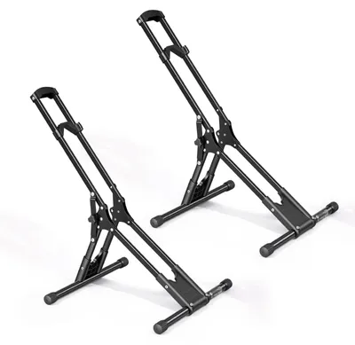 Image de VEVOR - 2 supports de vélo pliables, supports d'arrêt autonomes pour VTT et vélos de course, cadre en acier au carbone, pour pneus de diamètre 508-737 mm (20-29 pouces), largeur jusqu'à 75 mm (2,9 pouces), support au sol pour la maison, l'entrepôt ou le garage