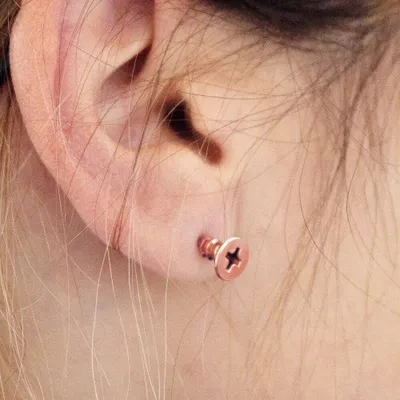 Produktbild von Oblique Unique Ohrring Schraube Fake Ohrstecker Ohrschmuck Punk Gothic - rosegold