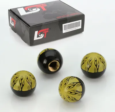 Produktbild von 4X Ventilkappe Reifenventil Kappe Kugel Ball Feuer Gelb Für Pkw Lkw Motorrad Neu