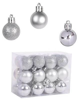 Weihnachtskugeln Set 24 Stück, matt/glänzend/glitzernd, 3 cm, Kunststoff