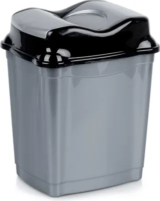 Produktbild von Orion | Mülleimer 9 l - Grau - Robuster Kunststoff - Mit praktischer Klappdeckel - Ideal für Küche und Bad