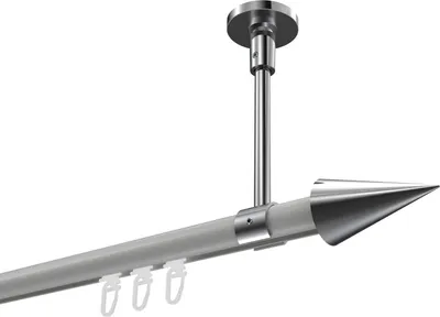 Produktbild von Interdeco Innenlaufstange / Gardinenstange mit Innenlauf Weiß / Chrom, Typ Sonette Savio (Kegel) Deckenmontage, 20 mm Ø 1-läufig, 280 cm