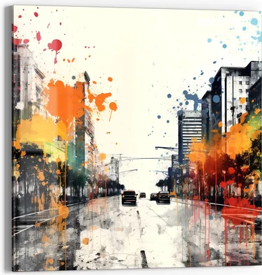 Produktbild von DEQORI Glasbild Echtglas 30x30 cm 'Urbane Farbwellen' Wandbild Bild modern Deko