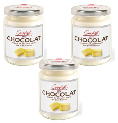 Produktbild von Grashoff Weiße Schokoladencreme Pur belgische Schokolade 250g 3er Pack