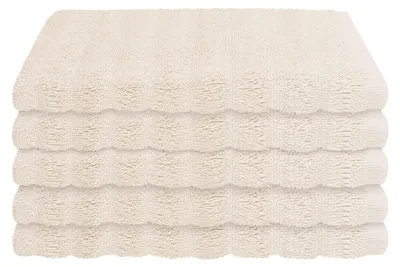 Produktbild von SCHIESSER Gästetuchset Neapel | Einfarbig | 5-teilig | 100% Baumwolle | Flauschig & Saugstark | 30x50 cm | Creme