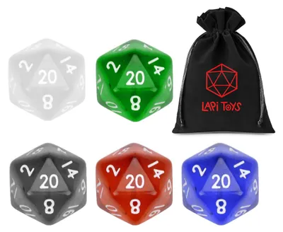 Produktbild von Lapi Toys – D20-Würfelset – D20 Multicolor Pack – 5 Stück – Acryl – Schwarz / Weiß / Rot
