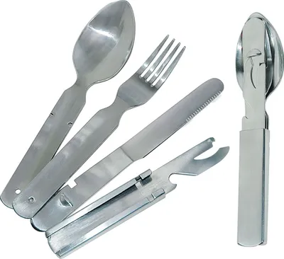 Produktbild von EssBesteck Kompakt Camping-Besteck Edelstahl 5in1 BW-Modell Reise Outdoor