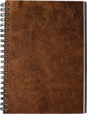 Produktbild von Collegeblock A5 kariert in Leder-Optik, 80 Seiten, Spiralblock, Ringbuch, Braun
