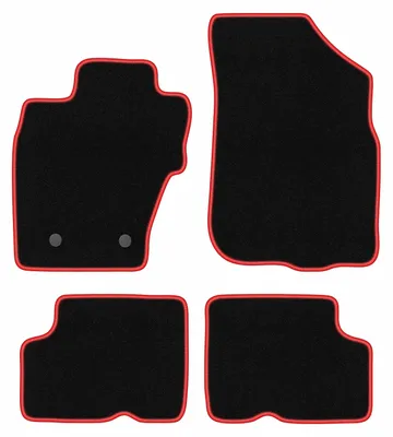 Produktbild von Fußmatten Velours Schwarz/Rot für Dacia Duster I 4WD 2010-2018 Set 4-tlg