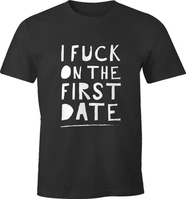Produktbild von Herren T-Shirt I fuck on the first date lustiges Spruch Fun-Shirt Moonworks® anthrazit S