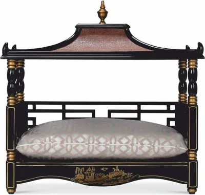 Produktbild von Casa Padrino Luxus Barock Hundebett im orientalischen Stil Schwarz / Gold