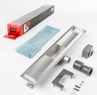 Produktbild von Duschrinne 500 x 70 mm Duschablauf Bodenablauf Ablaufrinne mit Siphon Dichtband