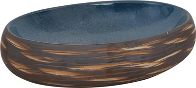 Produktbild von vidaXL Aufsatzwaschbecken Braun und Blau Oval 59x40x15 cm Keramik