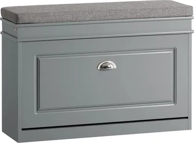 Produktbild von SoBuy Schuhbank Schuhschrank mit gepolsterter Sitzfläche und Polsterung Schuhbank 75x24x51cm - Grau