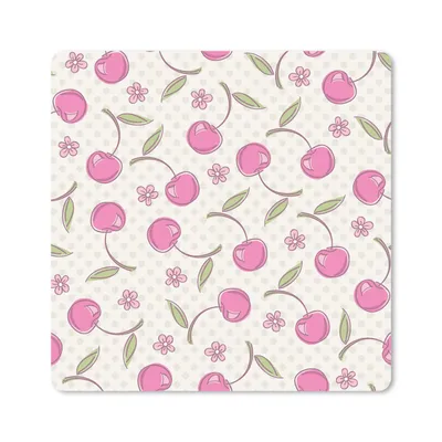 Produktbild von MuchoWow® Mauspad Mousepad Kirschen - Blumen - Tupfen - Muster 20x20 cm - Mousepads - Maus Mat - Pad - Mausunterlage - Desk Mat - Bureauartikeln