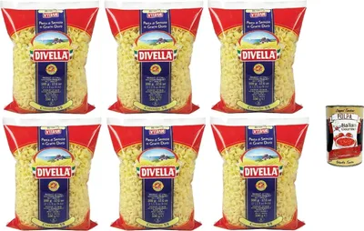 Produktbild von Divella Pasta 100% Italienisch Cocciolini 59, Nudeln aus Hartweizengrieß, Kochen 7 Minuten 6x 500g + Italian Gourmet polpa 400g