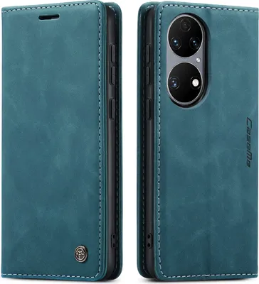 Produktbild von Huawei P50 Hülle, Retro Kunstledertasche mit Standfunktion Schutzhülle für Huawei P50 Blau