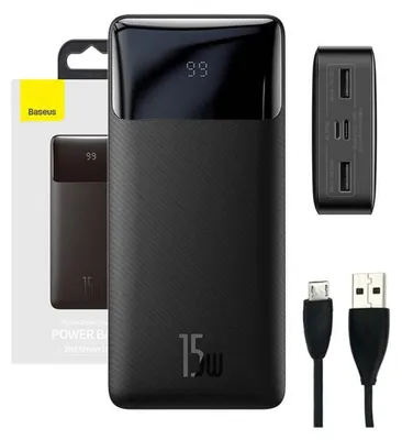 Obrázek produktu pro Baseus Bipow 20000mAh Powerbank, 2xUSB, USB-C, 15W (černý)