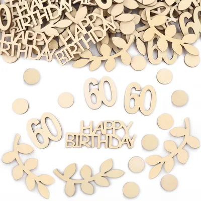 Productafbeelding van Houten Confetti voor 60e Verjaardag - 100 Stuks Decoratie